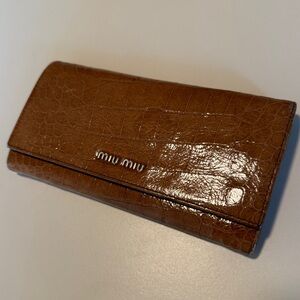 MIU MIU crocodile embossed leather continental long flap wallet